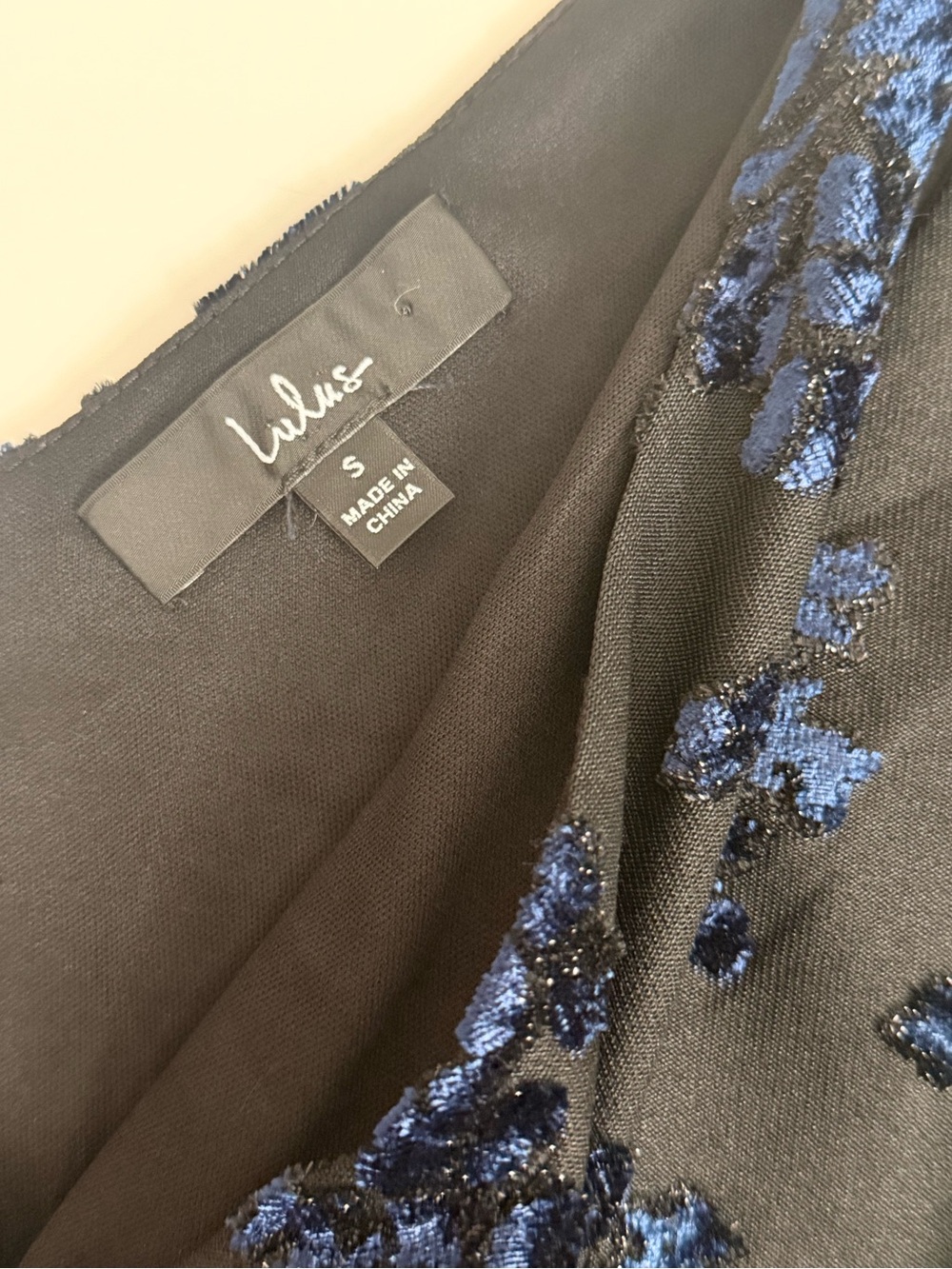 Lulu's Black One-Shoulder Sequin Midi Dress with Navy Accents - Picture 9 of 16
